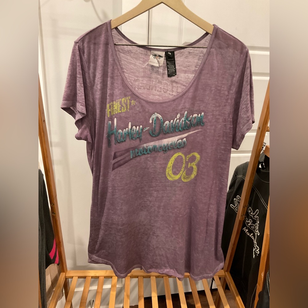 Harley Davidson purple distressed graphic t-shirt. Size 2X